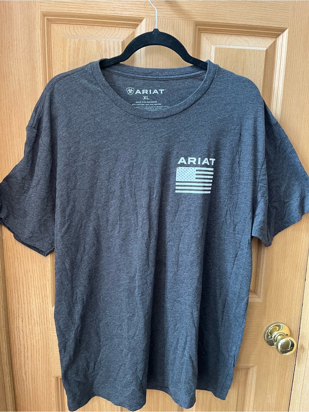 Ariat Dark Charcoal Short-Sleeve Tee with Flag Graphic